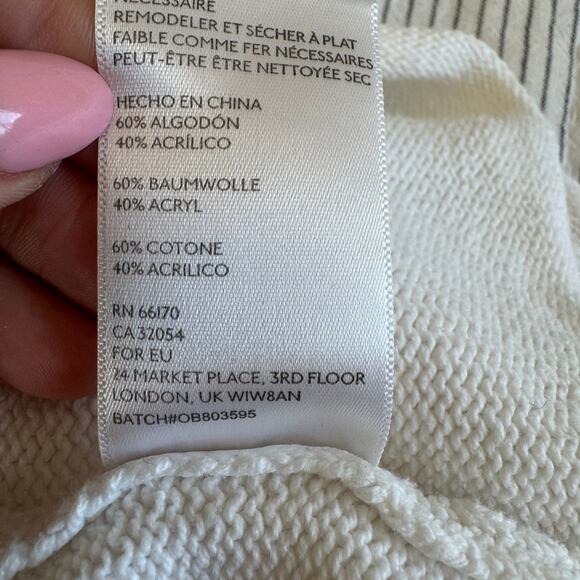 Urban Outfitters White Cropped Balloon Sleeve Pointelle Knit Sweater Medium - Picture 8 of 8